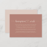 Minimalistische Kalligraphie Terracotta Honeymoon  Begleitkarte<br><div class="desc">Diese minimalistische kalligraphische Terracotta Honeymoon Wunschzettel ist perfekt für eine rustikale Hochzeit. Das Design besticht durch einen wunderschönen Kalligraphie-Schriftart,  der Ihre Veranstaltung verschönert.</div>