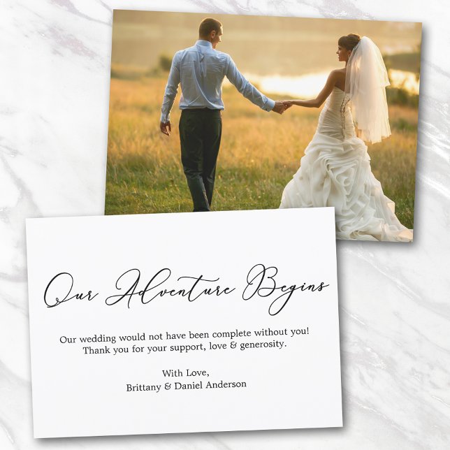 Minimalistische Kalligraphie Unser Abenteuer Viele Karte (Customize to change your personalized text size or text style.)