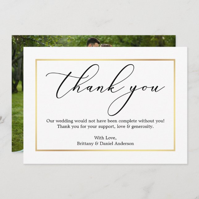 Minimalistische kalligraphische Hochzeit Gold Viel Karte (Vorne/Hinten)