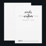 Minimalistische kalligraphische Hochzeiten von Wei Hinweiskarte<br><div class="desc">Diese minimalistische kalligraphische Hochzeitsworte der Weisheitsratenkarte ist perfekt für eine rustikale Hochzeit. Das einfache und elegante Design zeichnet sich durch klassische und extravagante Schriftzeichen in Schwarz und Weiß aus. Diese Karten sind ideal für Hochzeiten, Brautparty, Babydusche, Graduiertenfest u.v.m. Personalisieren Sie die Karten mit den Namen der Braut und Bräutigam, den...</div>