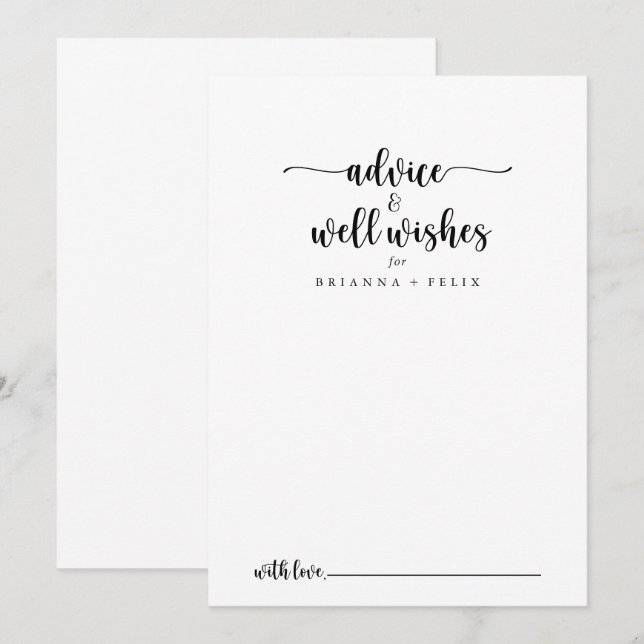 Minimalistische kalligraphische Hochzeitssorgen wü Hinweiskarte (Vorne/Hinten)