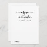 Minimalistische kalligraphische Hochzeitssorgen wü Hinweiskarte<br><div class="desc">Diese minimalistische kalligraphische Hochzeit auch Wünsche Ratschlag Karte ist perfekt für eine rustikale Hochzeit. Das einfache und elegante Design zeichnet sich durch klassische und extravagante Schriftzeichen in Schwarz und Weiß aus. Diese Karten sind ideal für Hochzeiten, Brautparty, Babydusche, Graduiertenfest u.v.m. Personalisieren Sie die Karten mit den Namen der Braut und...</div>