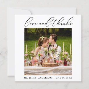 Minimalistische kalligraphische Liebe Hochzeitspla Dankeskarte