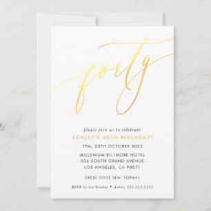 MINIMALISTISCHE kalligraphische Schick 40. Geburts Einladung