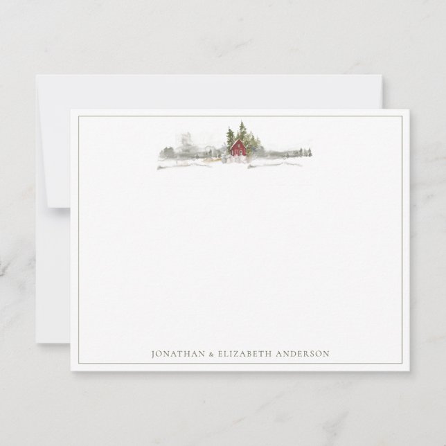 Minimalistische Karte für den Winterpinienwald (Vorderseite)