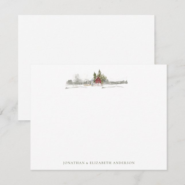 Minimalistische Karte für den Winterpinienwald (Vorne/Hinten)