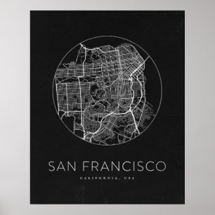 Minimalistische Karte San Francisco Poster