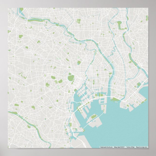 Minimalistische Karte Tokios Poster (Vorne)