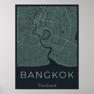 Minimalistische Karte von Bangkok - Kunst der grün Poster