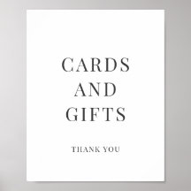 Minimalistische Karten Geschenke Brautparty-Schild