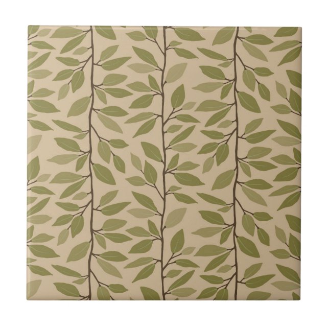 Minimalistische Kaskadengrün-Blätter Fliese (Vorderseite)