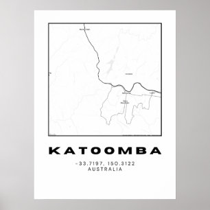 Minimalistische Katoomba-Karte mit Koordinaten   Poster