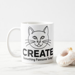Minimalistische Katze "Pawsome" Inspiration  Kaffeetasse