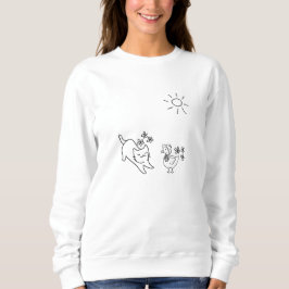 Minimalistische Katzen-Enten-Linienkunst Sweatshirt
