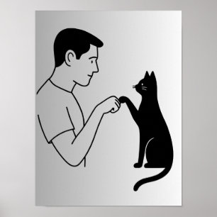 Minimalistische Katzen-Faust-Linienkunst Poster