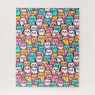 Minimalistische Katzen in mehrfarbigen Pastellfarb Puzzle