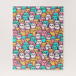 Minimalistische Katzen in mehrfarbigen Pastellfarb Puzzle
