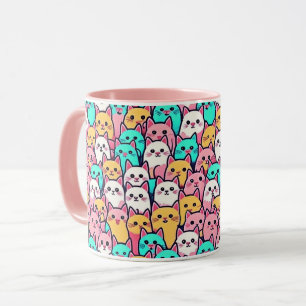 Minimalistische Katzen in mehrfarbigen Pastellfarb Tasse