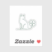 Minimalistische Katzen-Linienkunst mit Kleeblatt-Ä