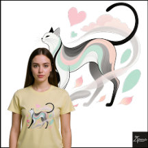 Minimalistische Katzen-Pastell-Rose-Herz-Skizze