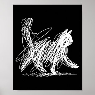 Minimalistische Katzenkunst Illustration Poster