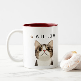 Minimalistische Katzenliebhaber-Kaffeetasse mit Li Zweifarbige Tasse