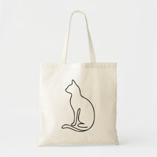 Minimalistische Katzenliniengrafik – Schwarze Umri Tragetasche