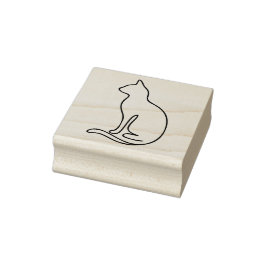 Minimalistische Katzenlinienkunst – Schwarze Umris Gummistempel