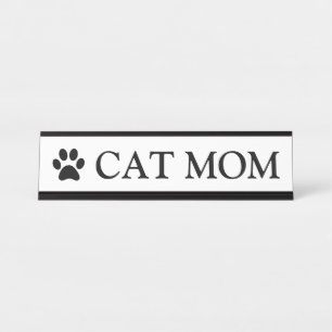 Minimalistische Katzenmutter-Pfotenabdruck-Schreib Schreibtischnamensplakette