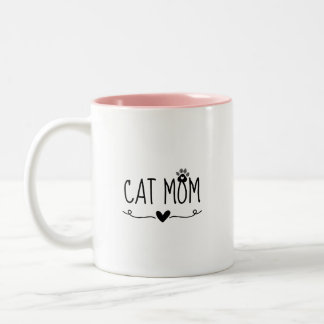 Minimalistische Katzenmutter Süße Pfotenabdruck He Zweifarbige Tasse
