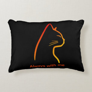 Minimalistische Katzenporträt-Linienkunst Dekokissen