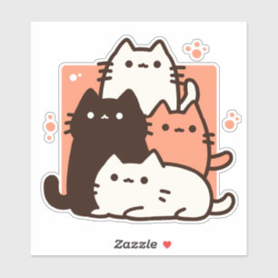 Minimalistische Kawaii Chibi Cats Aufkleber