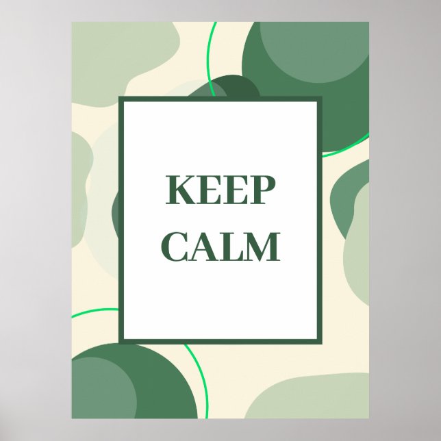 Minimalistische "Keep Calm" Salbeigrüne Abstrakte  Poster (Vorne)