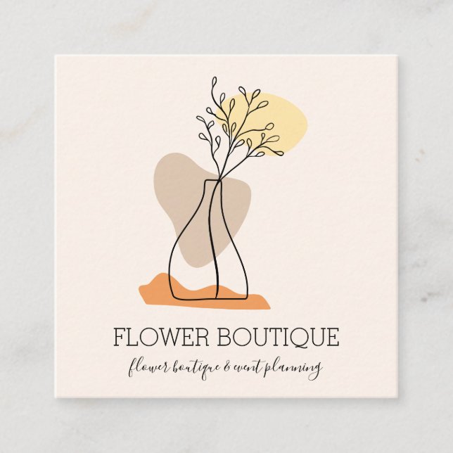 Minimalistische Keramik von Elfenbein Form Florist Quadratische Visitenkarte (Vorderseite)