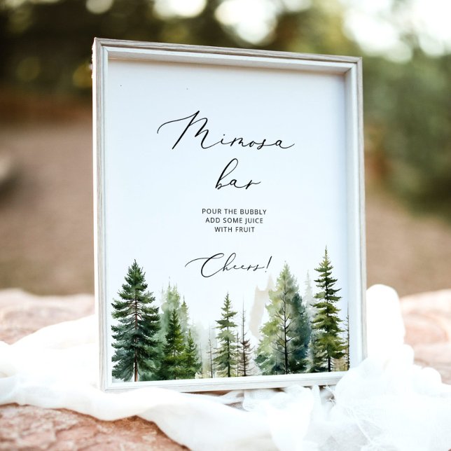 Minimalistische Kiefernbäume Mimosa Bar Poster (Von Creator hochgeladen)