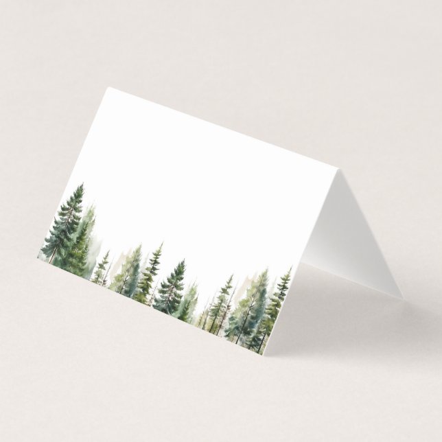 Minimalistische Kiefernwälder Hochzeiten Platzkart (Vorderseite)