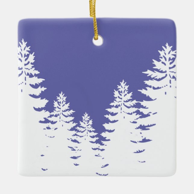 Minimalistische Kiefernwälder Silhouette Keramikornament (Vorderseite)