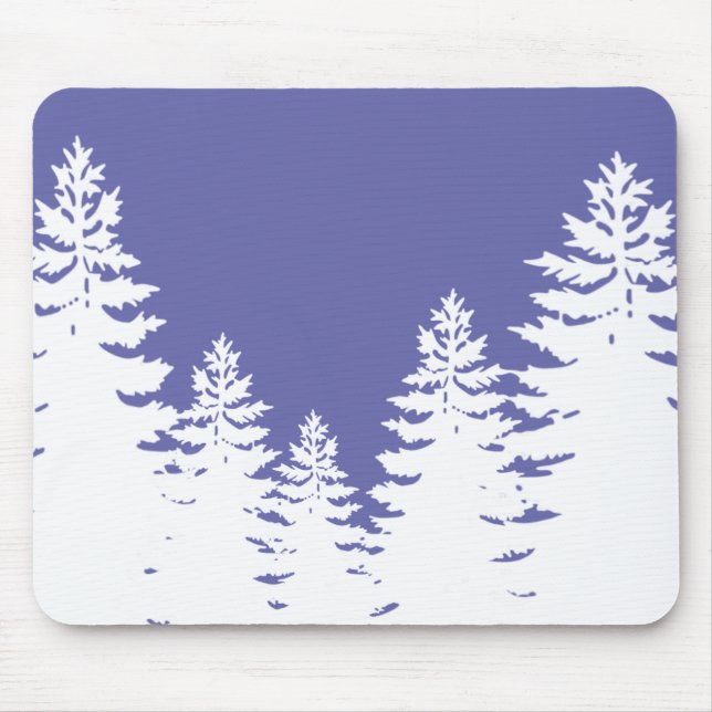 Minimalistische Kiefernwälder Silhouette Mousepad (Vorne)