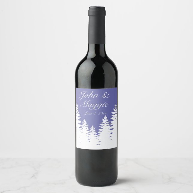 Minimalistische Kiefernwälder Silhouette Weinetikett (Vorderseite)