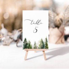 Minimalistische Kiefernwälder Tischnummer