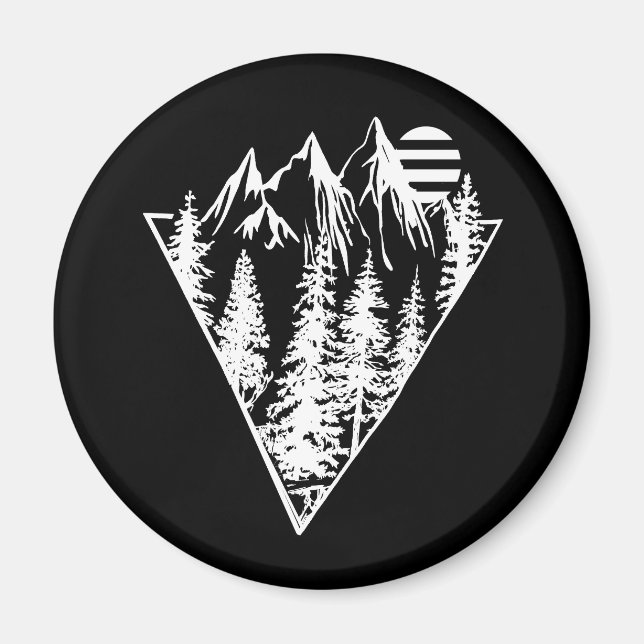 Minimalistische Kiefernwaldszene Magnet (Vorne)