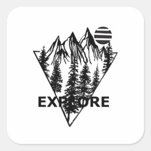 Minimalistische Kiefernwaldszene Quadratischer Aufkleber