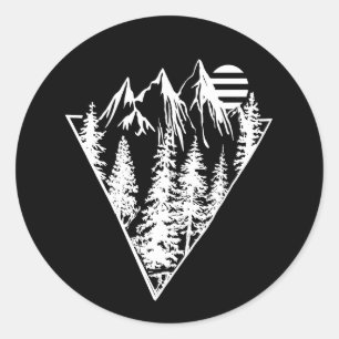 Minimalistische Kiefernwaldszene Runder Aufkleber
