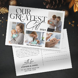 Minimalistische Kinderankündigung 5 Foto Weihnacht Feiertagspostkarte