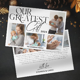 Minimalistische Kinderankündigung 6 Foto Weihnacht Feiertagskarte