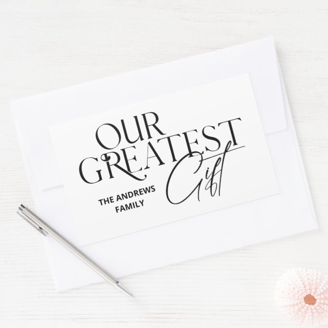 Minimalistische Kinderankündigung Weihnachten Rechteckiger Aufkleber (Umschlag)