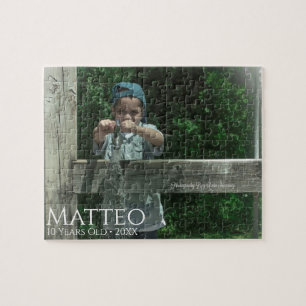 Minimalistische Kindertypografie mit Foto Puzzle
