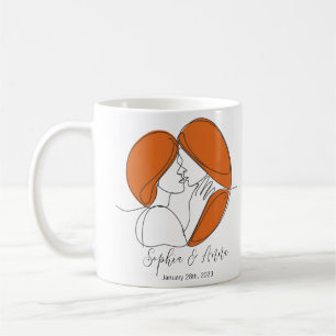 Minimalistische Kiss Line Personalisiert Kaffeetasse