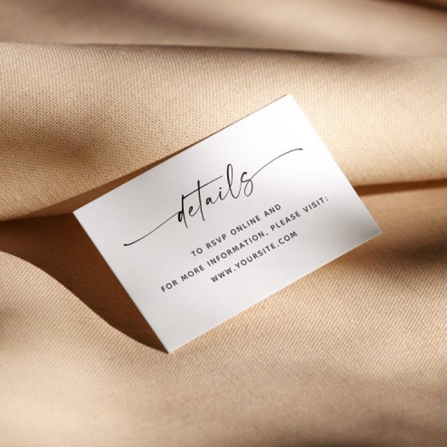 Minimalistische Klartext-Hochzeitdetails + QR-Code Begleitkarte (Von Creator hochgeladen)