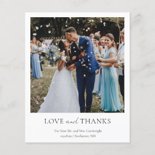 Minimalistische klassische Budget-Hochzeit Dankesk